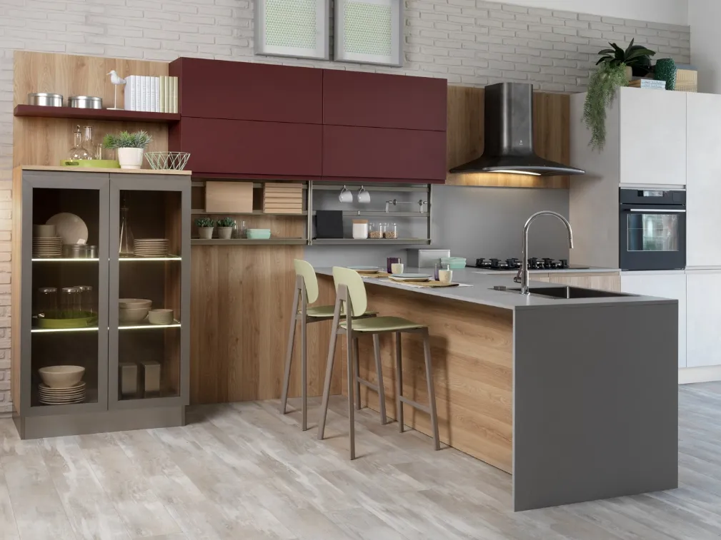 Cucina Moderna Jey Feel con penisola di Creo