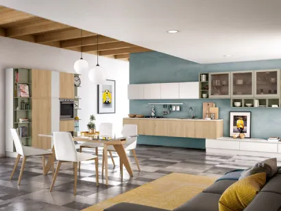 Cucina Moderna lineare Jey Feel finitura Rovere Ortisei e Bianco di Creo