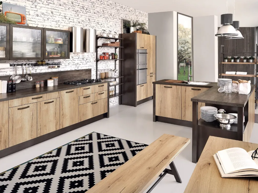 Cucina Moderna Kyra con isola di Creo