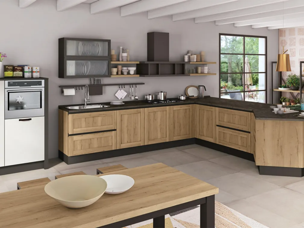 Cucina Moderna Kyra Telaio con penisola di Creo