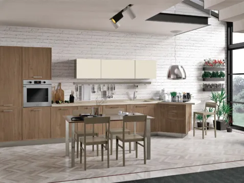 Cucina Moderna lineare Rewind finitura Noce Brown di Creo