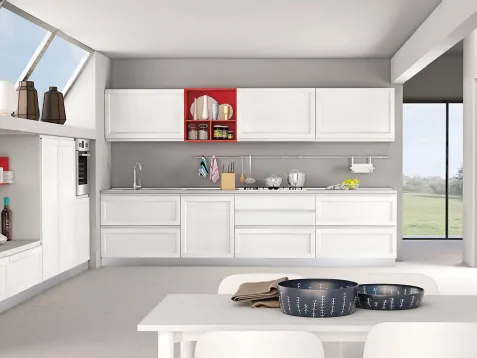 Cucina Moderna lineare Selma in Frassino laccato Bianco di Creo