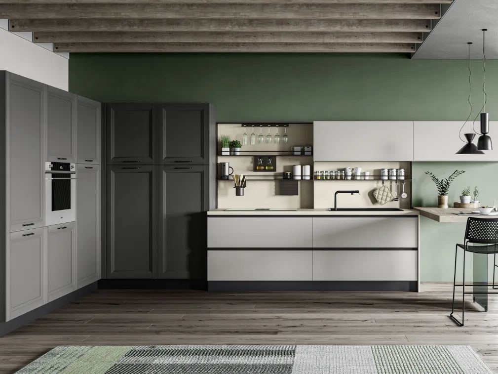 Cucina Moderna Smart Carbone e Polvere angolare di Creo