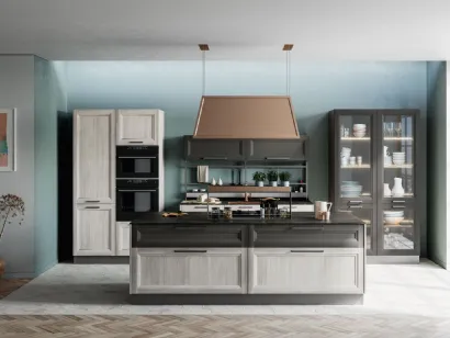 Cucina Moderna Smart con Isola in Frassino Bianco di Creo