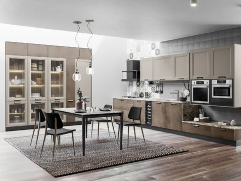 Cucina Moderna Smart lineare finitura Malta Bronzo e Pet Sahara Supermatt di Creo