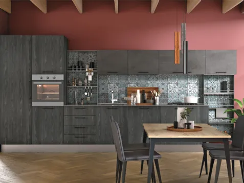 Cucina Moderna lineare Tablet finitura Frassino Lava di Creo