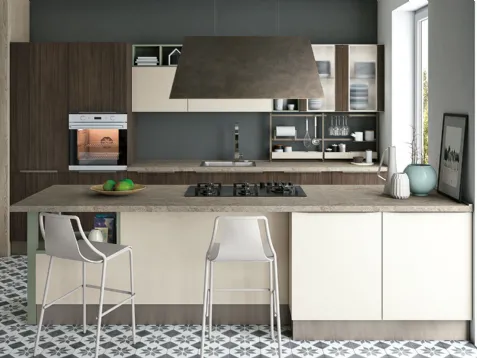 Cucina Moderne Tablet finitura Rovere Dark e laccato opaco di Creo