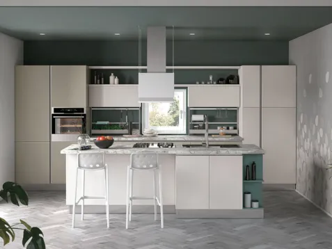 Cucina Moderna con isola Tablet finitura Rovere Venere di Creo