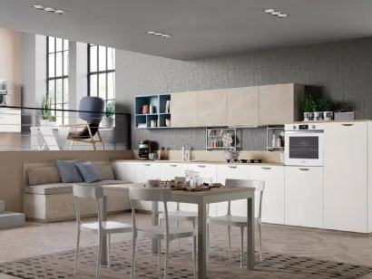 Cucina Moderna Tablet Wood in Rovere Bianco di Creo
