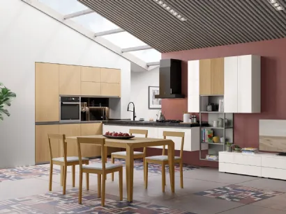 Cucina Moderna Tablet Wood Rovere Naturale e Bianco di Creo