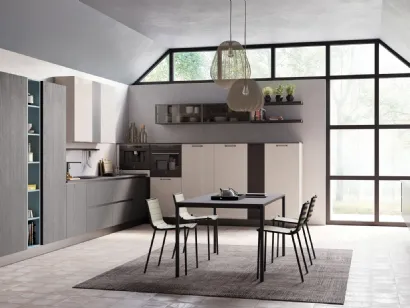 Cucina Moderna Tablet Wood in Rovere Nero e Laccato Lucido di Creo