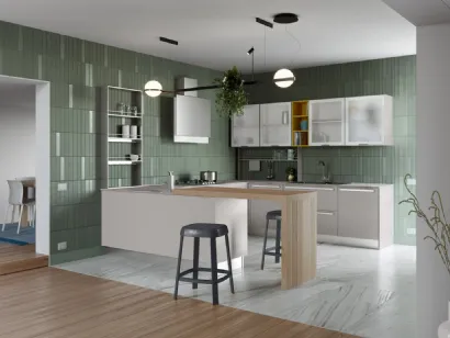 Cucina Moderna Zoe laccato opaco Grigio Seta di Creo